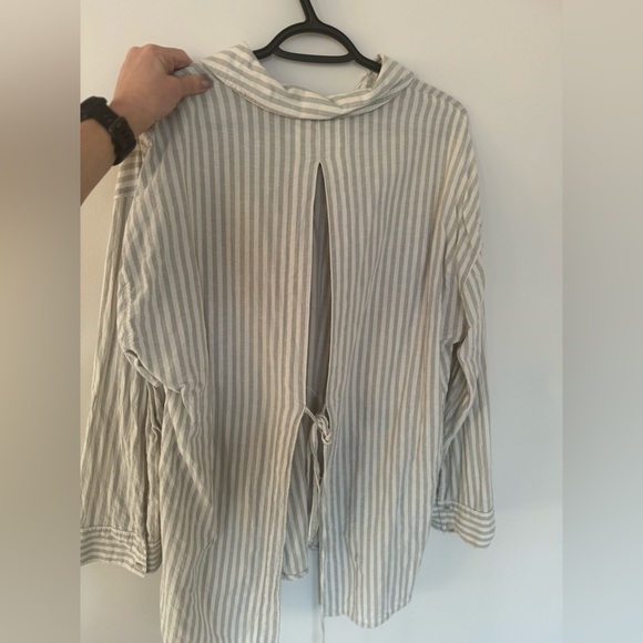 ZARA Stripped Linen Blend Shirt - Picture 11 of 12